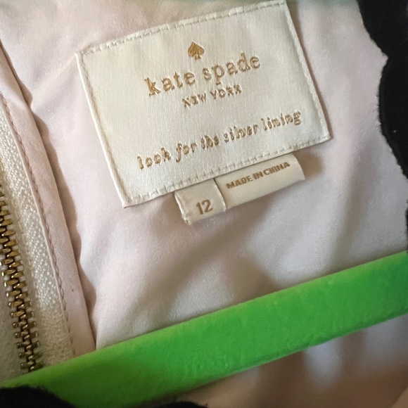 Kate Spade Scalloped Tweed Shift Dress Cream Black Trim Size 12 EUC - Picture 8 of 8